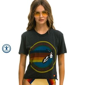 NWT Aviator Nation SIGNATURE BOYFRIEND TEE - CHARCOAL